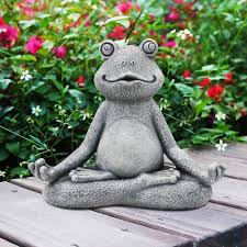 Grå Groda för Meditativ Trädgårdsdekoration - 13 cm