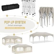 WOLTU Vikbar Paviljong 3x6 m med 6 Sidoväggar