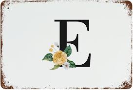 WengBeauty Blommig Monogram Skylt - Bokstav E med Solros