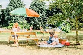 Barnens Trädgård Picknickbord med Parasoll