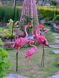 QCLUEU Stora Metallflamingos för Trädgården