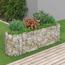 Tidyard Upphöjd Gabion Bädd för Blommor